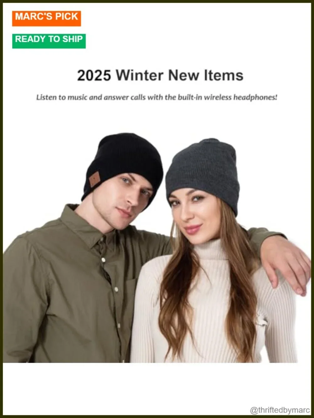 Bluetooth Beanie Cap Wireless Knit Winter Hat with Mic Stereo Speakers